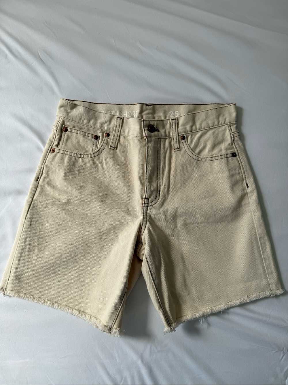 Jcrew- Beige Denim Cutoff Shorts - Women- Size 25- Mid Length- High Rise-